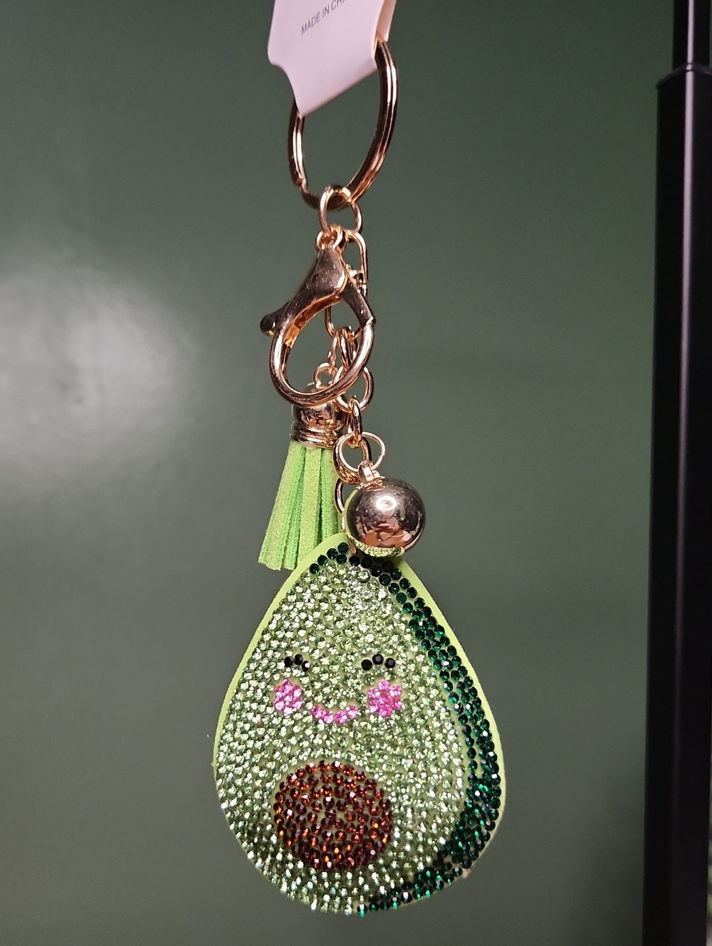 Avacado Sparkly Puffy Bag Charm/Keychain, NWT